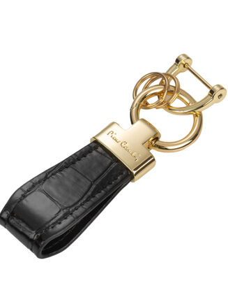 Key ring Black Laquer Strap and Gold Tone Metal Finish