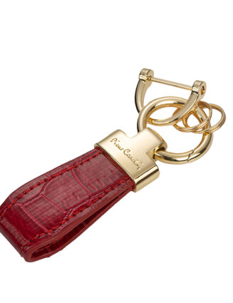 Key ring Red Laquer Strap and Gold Tone Metal Finish