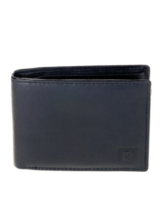 Refined wallet in genuine leather with fire-embossed logo