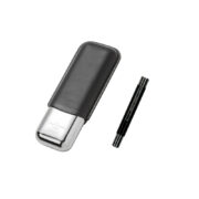 PCX-028BK Pierre Cardin elegant black cigar accessories set combining a durable cigar case with a precision puncher pen.